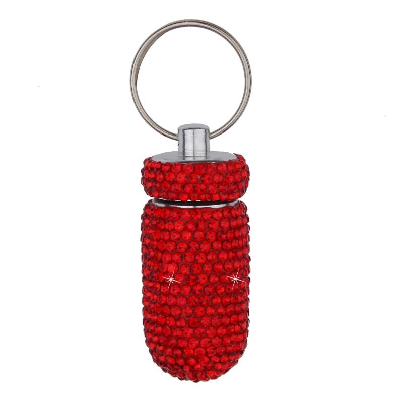 Portable Glittering Pills Organizer Small Waterproof Travel Medicine Holder with Keyring for Camping Adventures