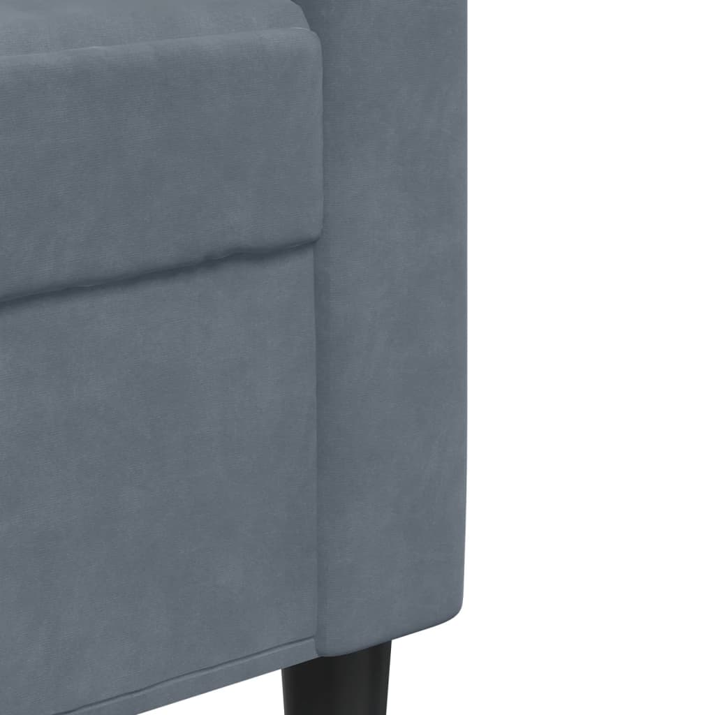 3 Piece Sofa Set with Cushions and Neck Rolls Dark Grey Velvet