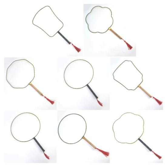 DIY Malířský Kulatý Vějíř s Dřevěnou Rukojetí Ručně vyráběný Dekorativní Vějíř Čínský Styl Nedokončený Ruční Vějíř Řemesla Dekorace