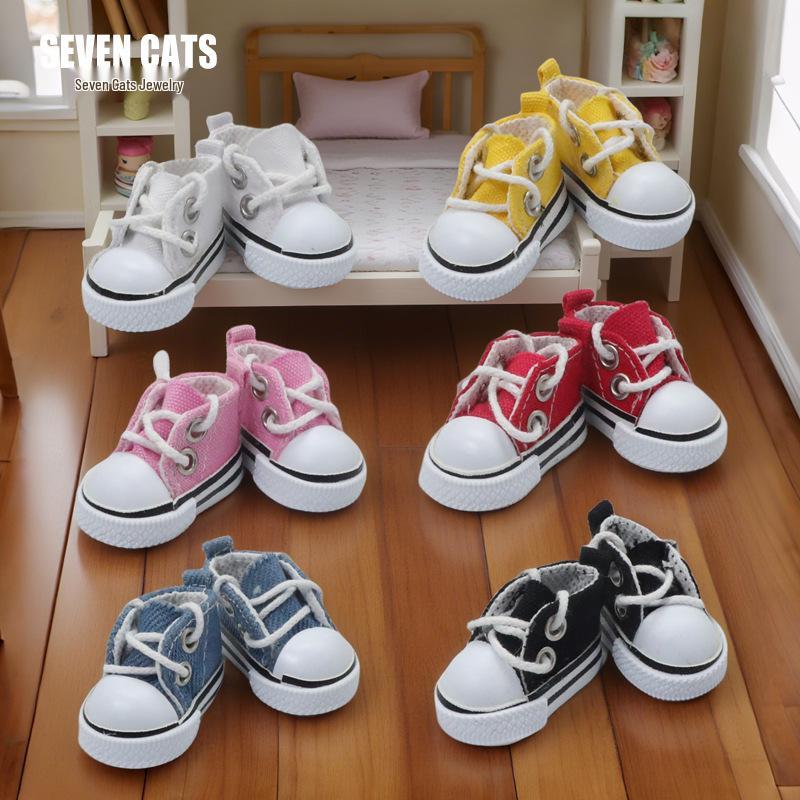 Replaceable Labubu Doll Shoes: 17cm Canvas High-Top Sneakers for Blind Box Dolls