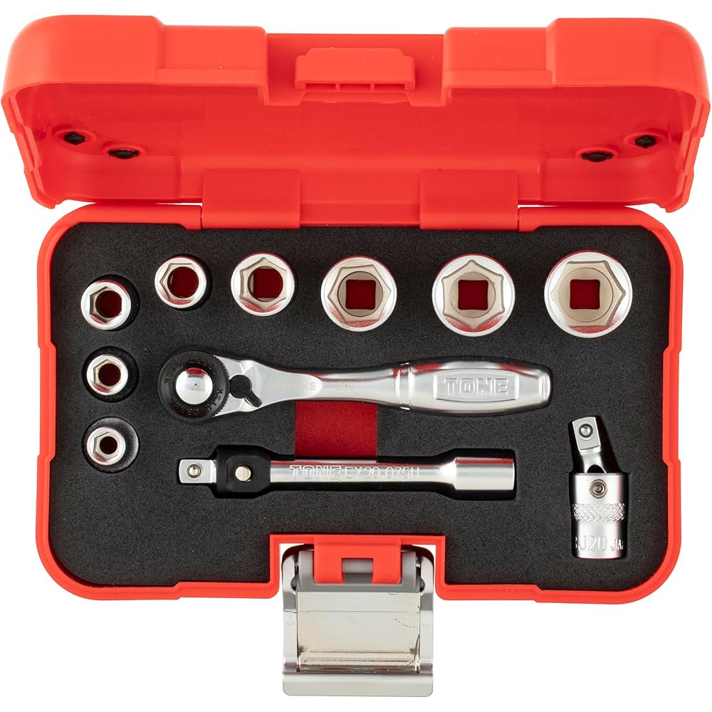 Tone Socket Wrench Set S20830P 6.35mm Drive 11 Pieces Red