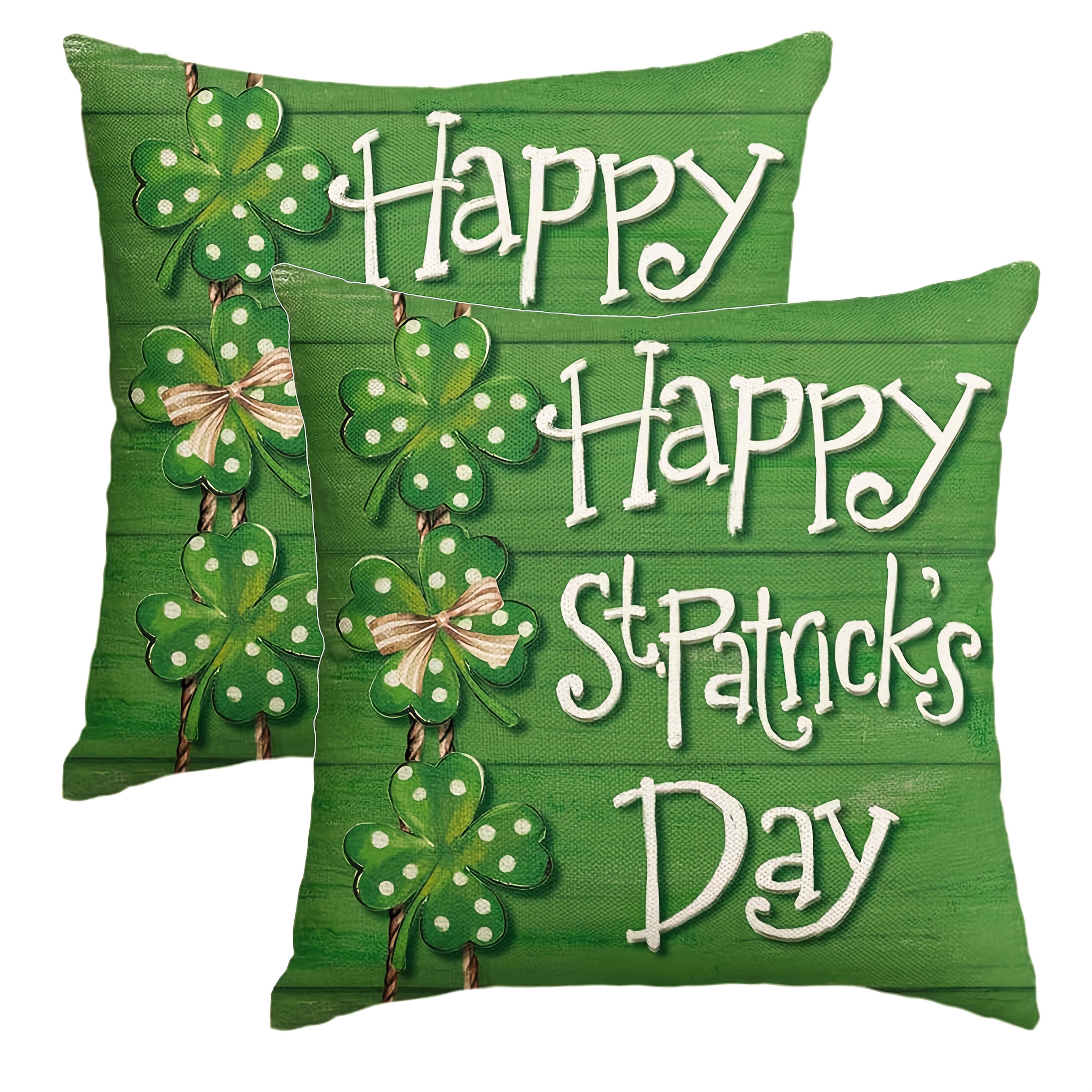 2pcs St Patrick s Day Shamrock Pillow Covers Green Clover Polka Dot Sofa Bed Decor 10260₽