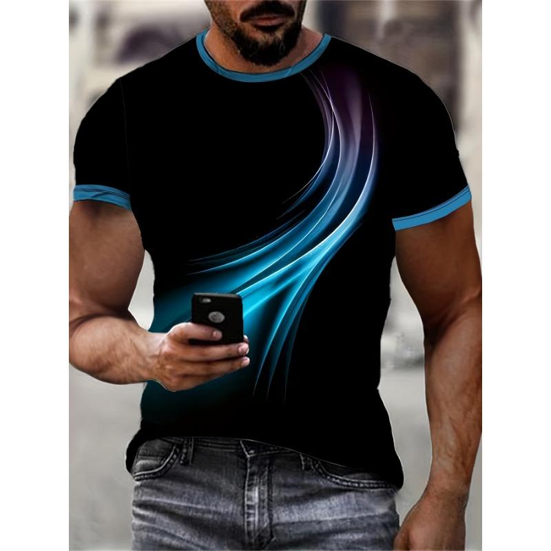 High-Definition 3D Print Unisex Casual T-Shirt, Comfortable Round Neck, Elastic Polyester Knit Fabric, Quick-Drying Summer Top for Outdoor Sports