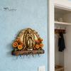 Spiritual Key Holder 2D Flat Virgin Mary Wall Farmhouse Religious Art with Hook Symbol 4 Metal Hooks for Entryway Hallway Rustic Christian Gifts