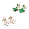 Elegant Retro Emerald Four-Leaf Clover Earrings with Ethnic Style, 2025 Autumn/Winter Collection