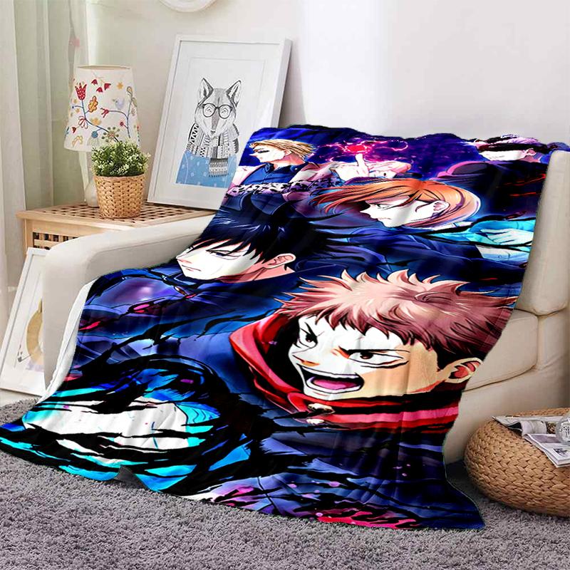 3D Cartoon Jujutsu Kaisen Anime Itadori Yuj Blanket,Soft Throw Blanket for Home Bedroom Bed Sofa Travel Picnic Office Cover Kids