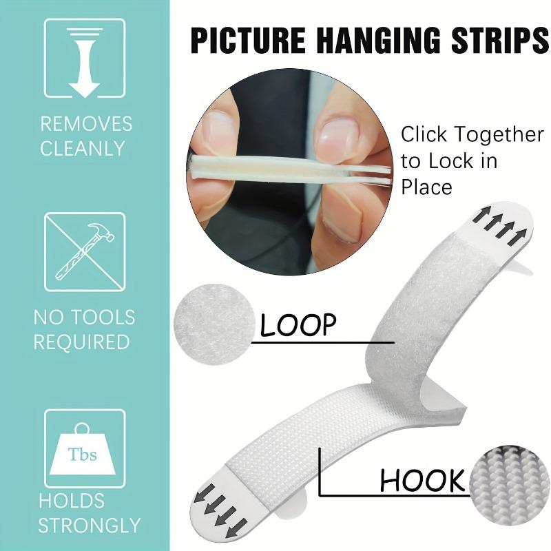 Heavy Duty Picture Hanging Strips No Drill Double‑Sided Adhesive Hooks Waterproof Damage‑Free for Photo Frame Artwork Home Decor