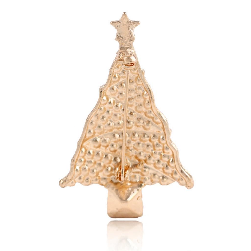Christmas Full Colorful Rhinestone Star Tree Brooches Pins Exquisite Xmas Tree Plant Badge Holiday Jewelry For Women Men Gifts