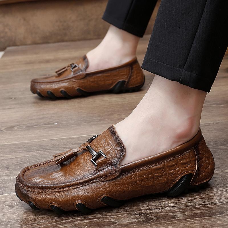 Черные кожаные туфли. Мужская модная повседневная обувь. Деловые модельные мужские — фото 7