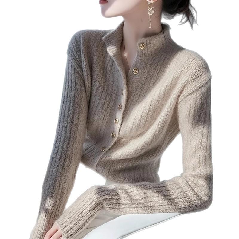Semi-turtleneck Knitted Sweater Women's New Autumn and Winter Temperament Thin Bottoming Shirt Top