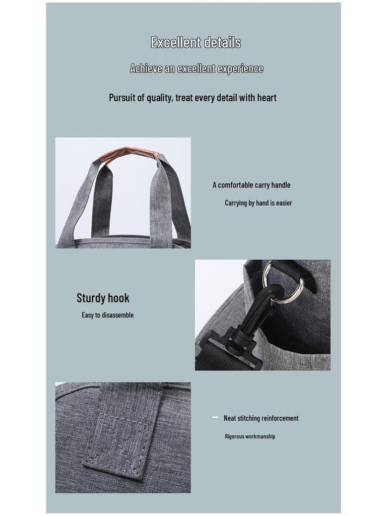 One-Shoulder Multi-Functional Mom & Baby Crossbody Bag with Stroller Attachment