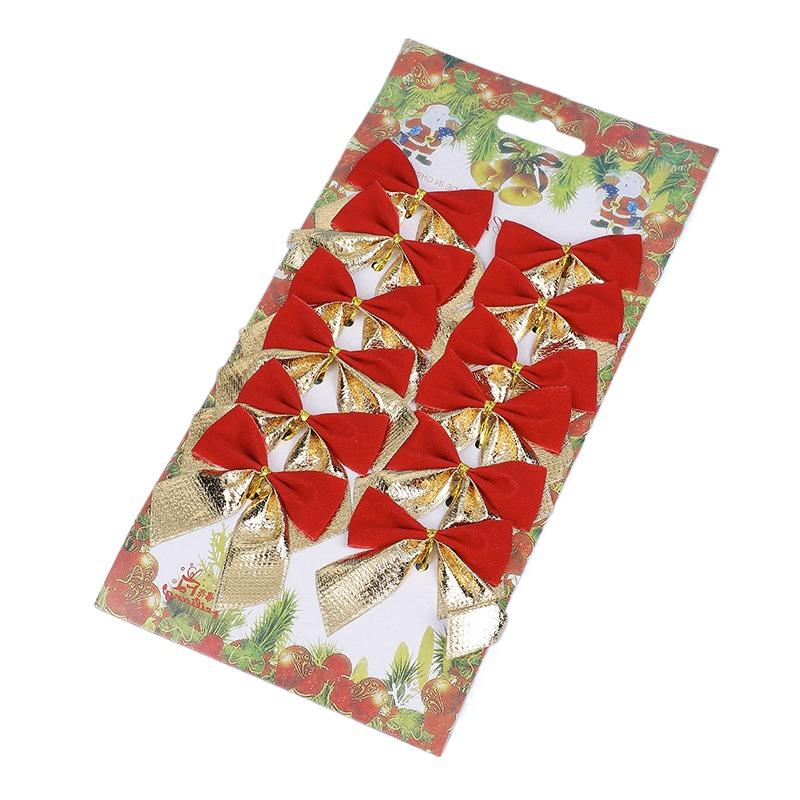

12pcs Flocking Xmas Tree Ornaments Bowknot Pendant Christmas Decorations Home Decoration Flocking Red&Gold