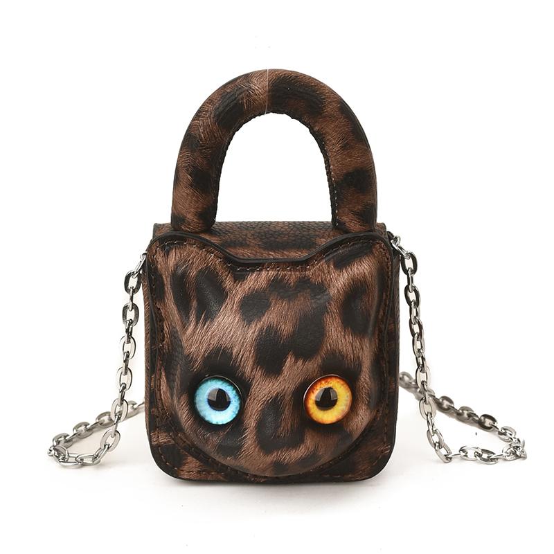 Fashion 3D Cartoon Cat Eye Mini Handbag Cute Cat Face Hot Trendy Crossbody Bag Hot Sale Chain Small Shoulder Bag for Women Girls