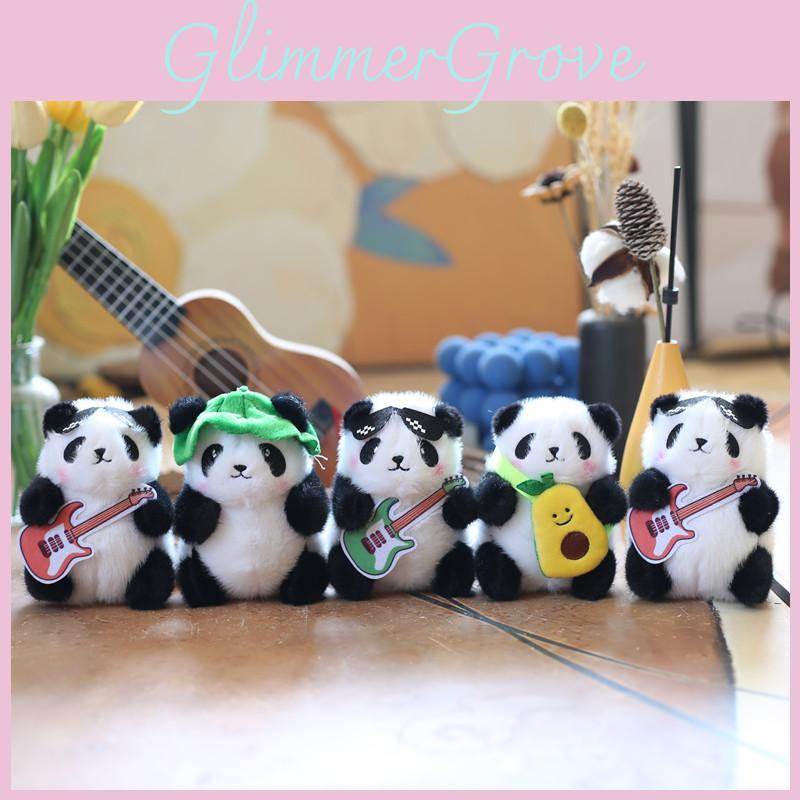 Fluffy Panda Plush Keychain Adorable Bear Toy Soft Stuffed Animal Bag Decoration