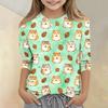 Kinder Tierdruck Rundhals Dreiviertelarm Lässiges T-Shirt Weicher Bequemer Stoff Geeignet für den Alltag und Spielzeit