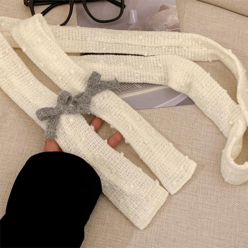 Polka Dot Bow Wool Shawl Harajuku Long Narrow Scarves All-match Knitted Scarf  Streetwear