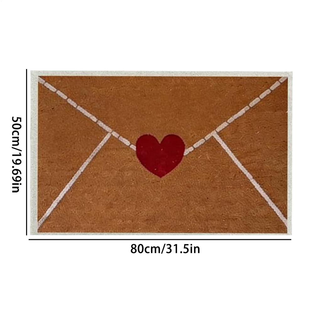 Red Love Heart Envelope Welcome Floor Mats Envelope Porch Doormat Valentine's Day Door Mat Household Entry Anti Slip Mat