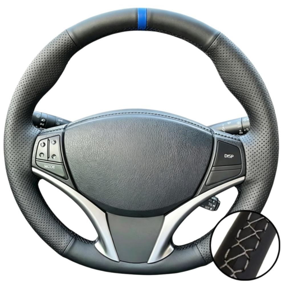 Hand Stitched Wear Resistant Perforated Non-slip Artificial Leather 2014-2016 Steering Wheel Cover For Toyota Yaris Vios