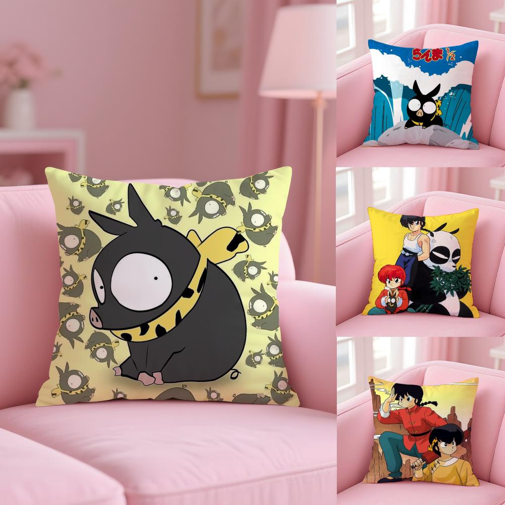 Cartoon R-Ranma1 2 Cushion Cover Short Plush Double-Sided Printing Home Machine Washable In Warm Winter Pillow Case