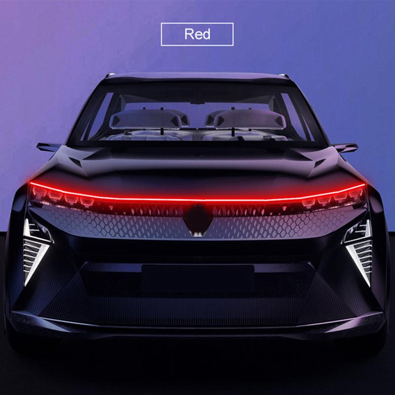 

Рифмированная светодиодная лента для капота автомобиля, дневная полоса для бега, сканирующее освещение, гибкая неоновая лампа, атмосферная подсветка 1.2 красный