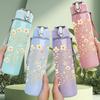 1PC Dry White Dandelion Wild Flower Print 750ml Color Plastic Sports Water Bottle Leakproof Flip Straw Lid Suitable for Sports Office Home Use