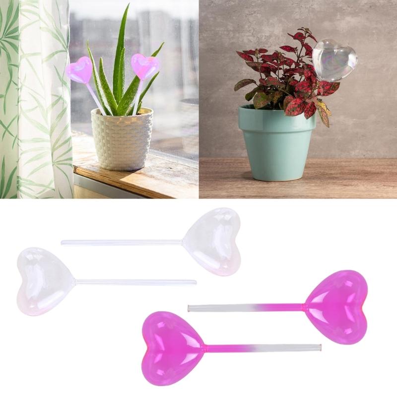 2Pcs Heart Plant Watering Globes Set Self Watering Globes for Indoor Plant Flowers Outdoor Plant Watering Bulb Dripper
