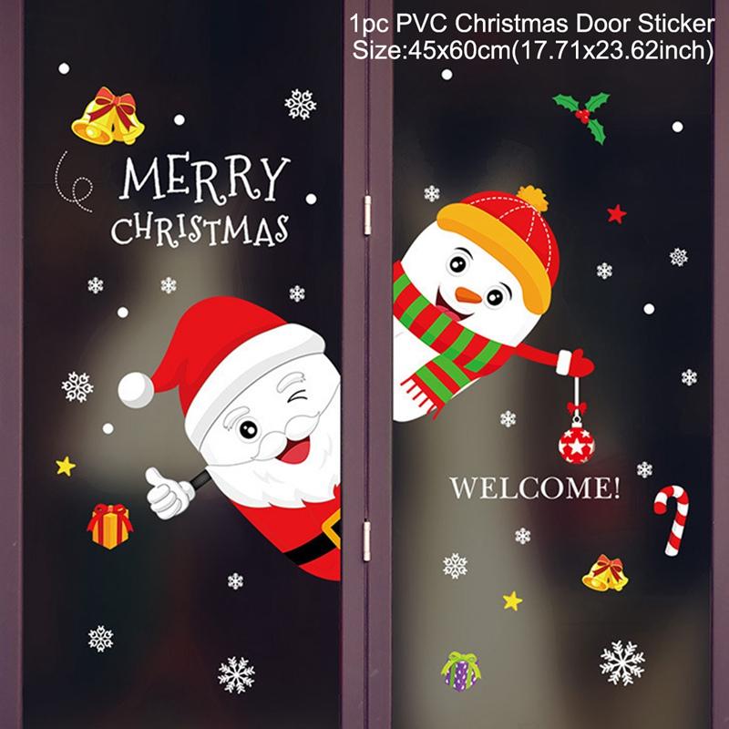 Christmas Window Stickers Merry Christmas Decorations for Home Christmas Wall Sticker Kids Room New Year Decoration