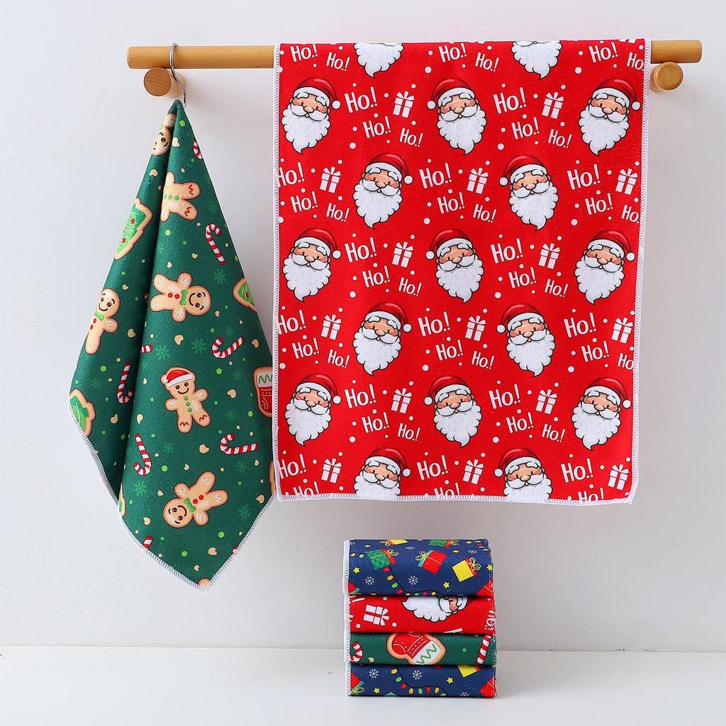 Christmas Towels 6 Pieces Holiday Absorbent Christmas Kitchen Towels Set Funny Dish Cloth For Bathroom Farmhouse Apartment
