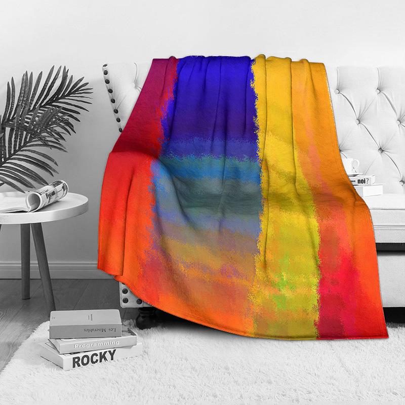 Vibrant Colorful Abstract Rainbow Stripe Throw Blanket Sofa Bed Cushion Cover For Living Room Bedroom Decoration
