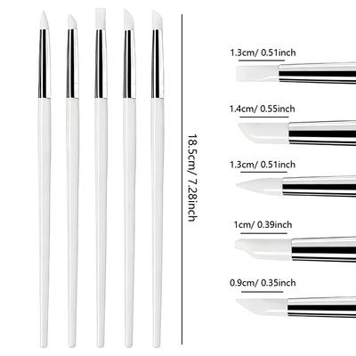 5Pcs Silicone Nail Art Pens Multi-Functional Tools for Pressing Stickers Sculpting & Applying Mirror Powder Nail Art Supplies