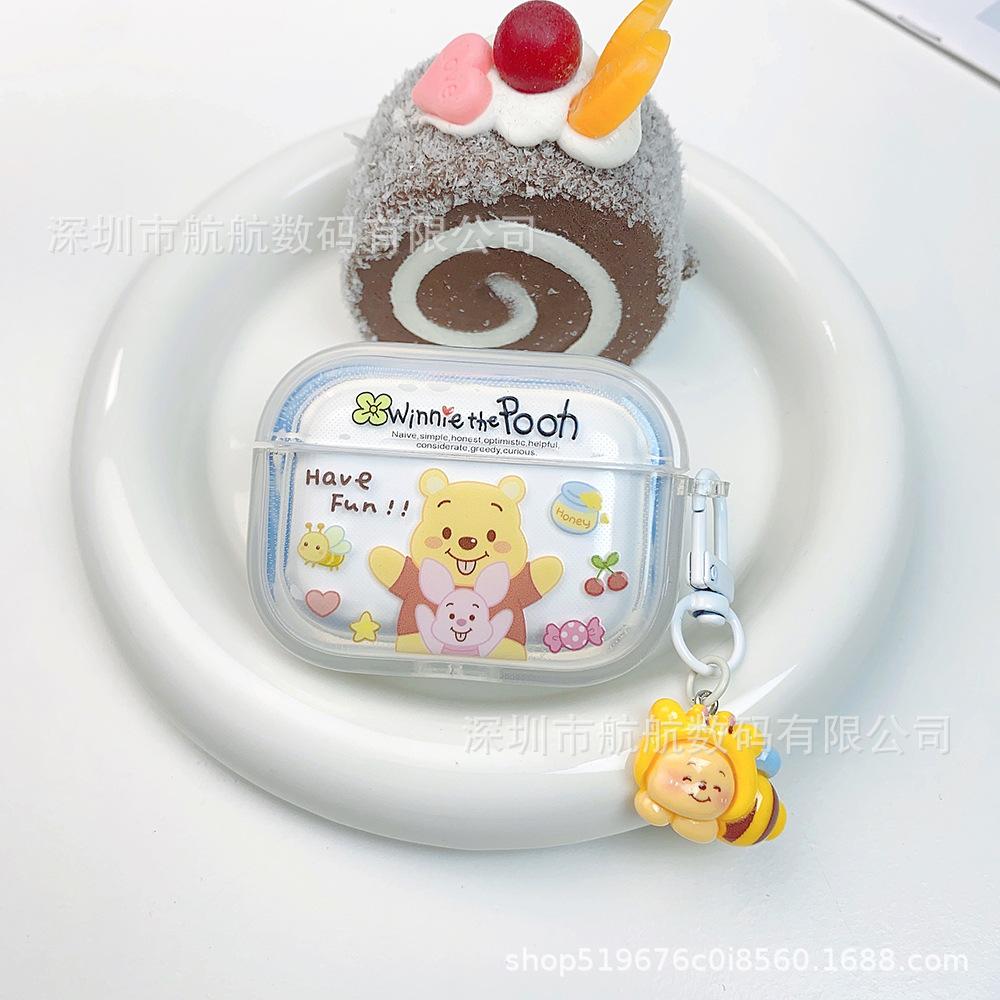 Transparent cartoon Winnie the Pooh AirPods 1 generation protective case Apple 1 generation wireless bluetooth headset case pro1 creative