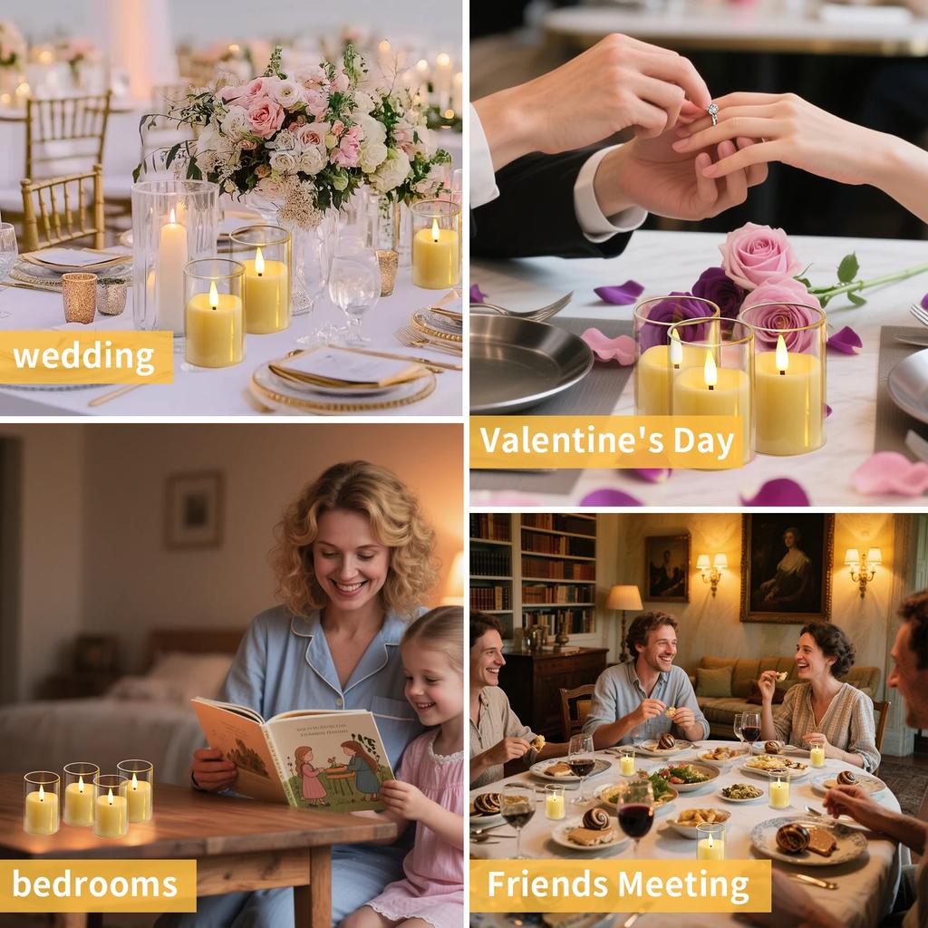 6/12 Pack Flickering Flameless LED Candles with 2/4/6/8H Timer Remote Battery Operated Small Pillar & Votive Candle Home Decor
