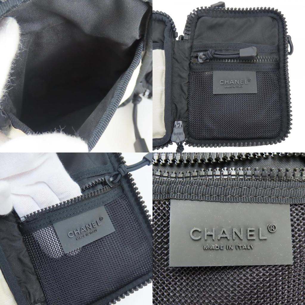 Used CHANEL Shoulder Bag Sports line A22059 COCO Mark Jacquard nylon Ivory black 8th