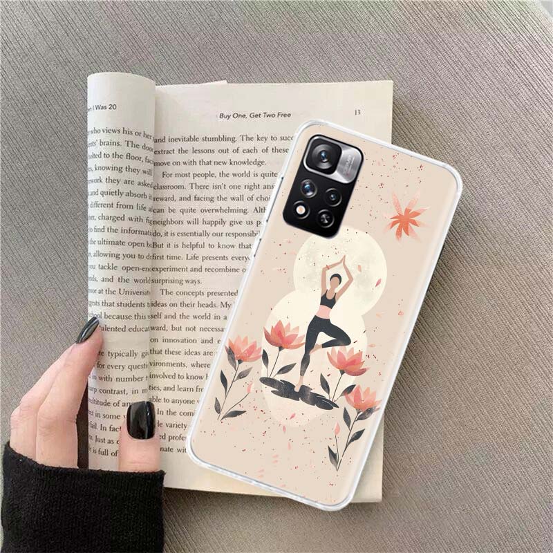 

Hot Sell Yoga Namaste Phone Case For Redmi Note 13 12 Pro Plus 14 15 Pro 5G 11 11T 11E 11S 10 Pro 10S 9 9S Cover Cell Clear TPU Note 13 Pro Plus