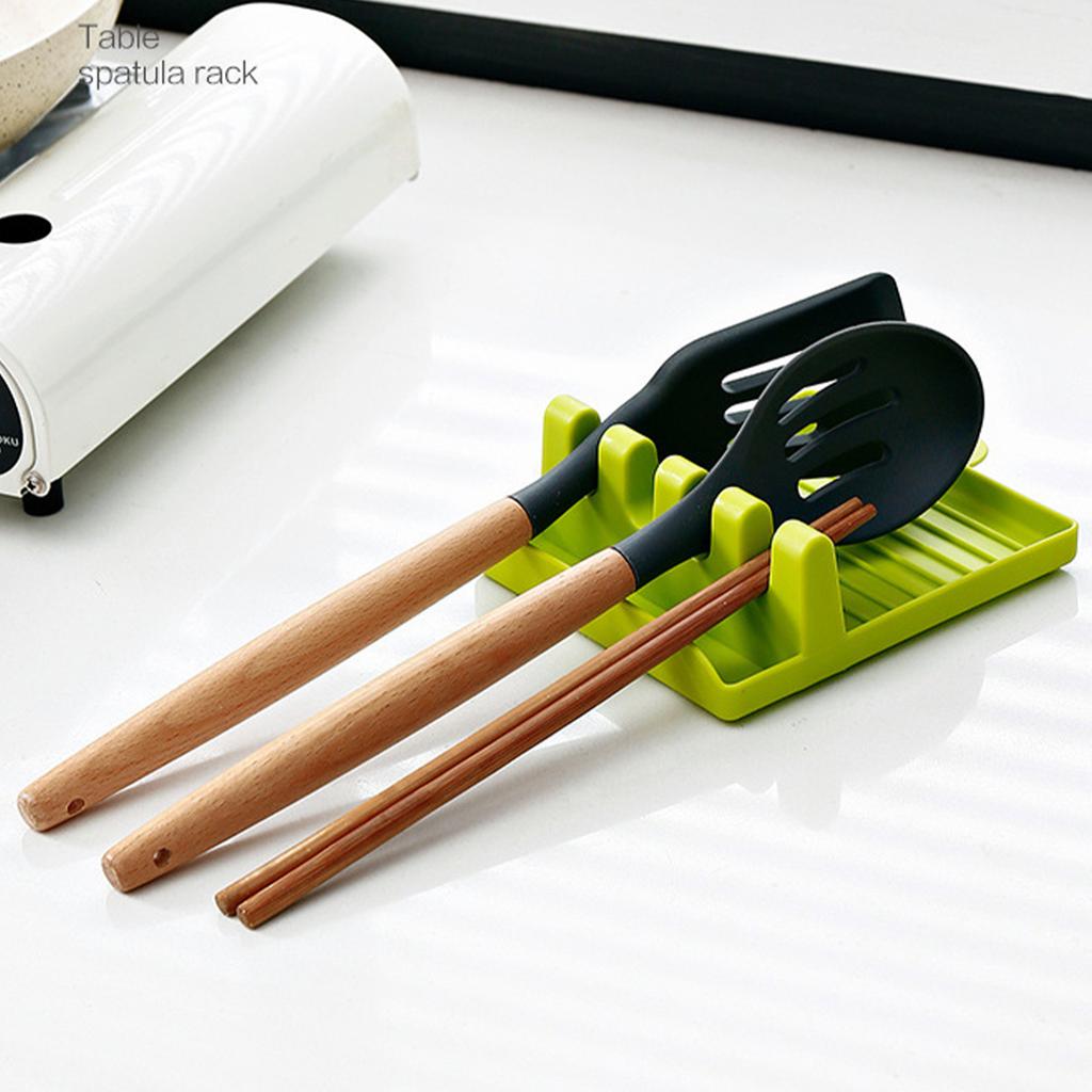 Utensil Spoon Rest Versatile Space Saving Spatula Ladle Pot Lid Holder Stand Rack for Kitchen Stove Top