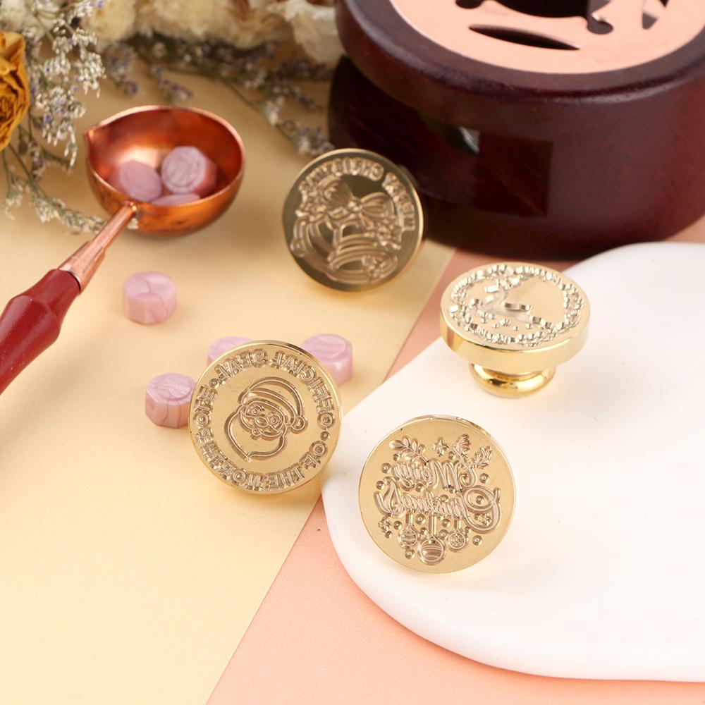 Merry Christmas Words Sealing Wax Stamp Bell Snowflake Wax Seal Stamp Head Christmas Eve for Christmas Invitations Envelope