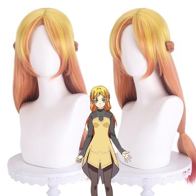 Anime Isekai Ojisan Elf Cosplaypruik Geel Oranje Paardenstaarten Gevlochten Krullend Lang haar Oom Ojisan in een andere wereld Meisjes Hoofddeksels