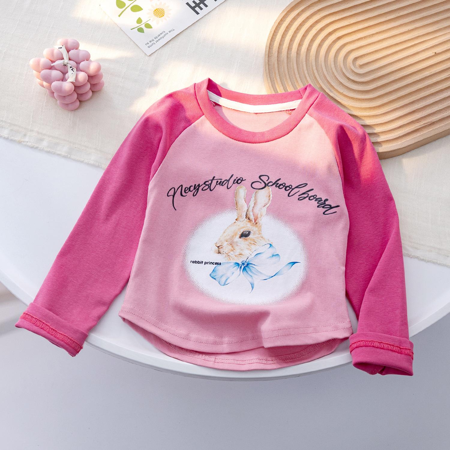 

Детская рубашка с длинными рукавами и синим бантом с принтом кролика, топы, футболка, детская футболка для детей старше 3 лет