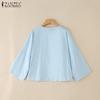 ZANZEA Women Casual Round Neck 3/4 Sleeve Loose Cardigan Summer Blouse