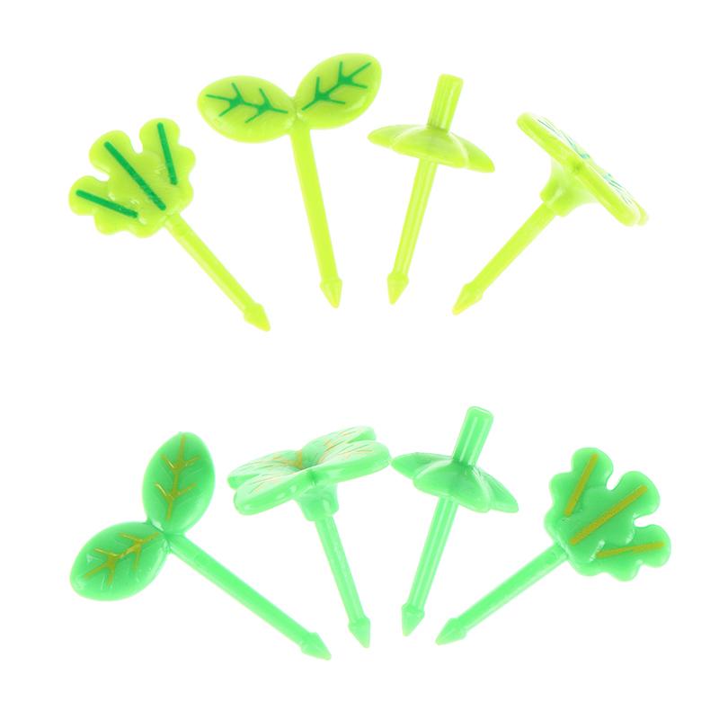 8Pcs Fruit Fork Toothpick Leaves Plastic Decoration Lunch Box Bento Accessories