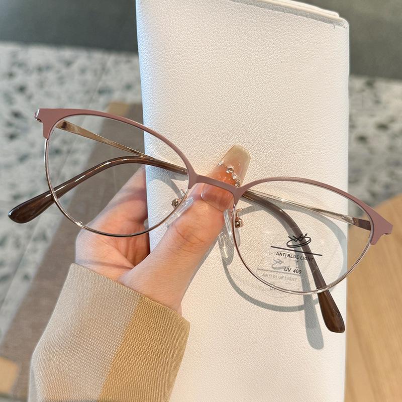 New Ultra Light Women's Plain Cat Eye Frame Ladies' Style Can Be Paired With High Height Glasses Frame Myopia Glasses 9015