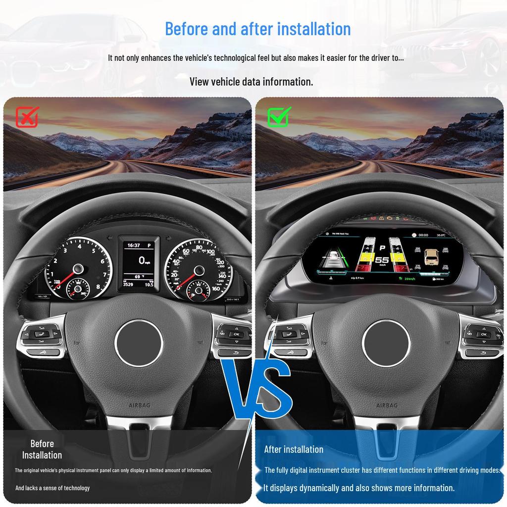 10-25- Volkswagen Tiguan Digital LCD Dashboard Upgrade 10.25-Inch Suitable for '10-'17 Models