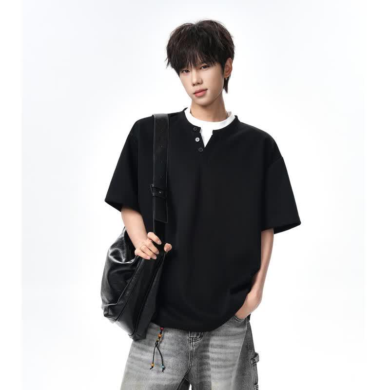 QOTRIOCK Summer Casual Short Sleeve T-Shirt 3XL чёрный