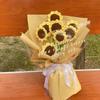 House Party Decoration Flower Art Knited Flower Table Fake Flowers Vase Ornament Sunflower Bouquet