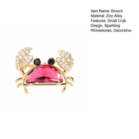 Women Brooch Sparkling Rhinestones Blue Shell Small Crab Shape Lapel Pin Suits Coats Bags Scarves Badge Versatile Accessory