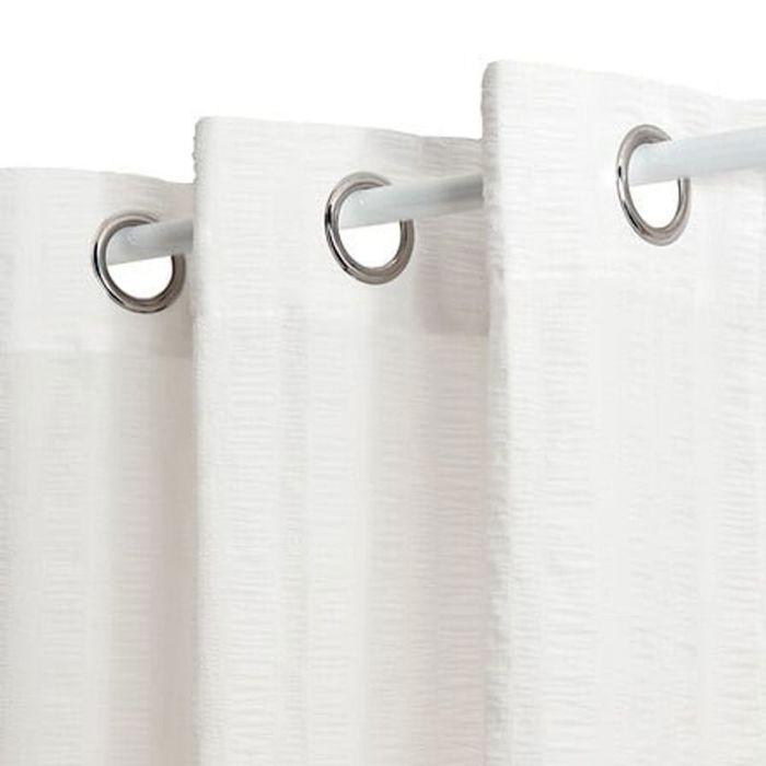 Voilage "Noa" motif rayures plissées tamisant 140 x 240 cm Atmosphera - Blanc -