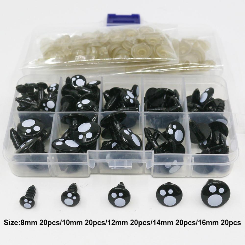 100pcs/box 5Sizes Plastic Safety Eyes Black Black Screw Eyes  For Toys