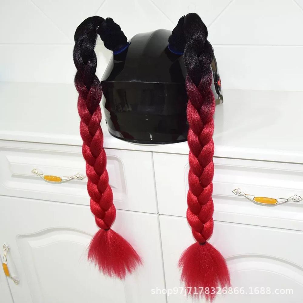 2pcs/pair New Motorcycle Helmet Braids Woman Braids Wig For Motorbike Helmets 164 colors Twist Dual Pigtail Ponytail With Sucker