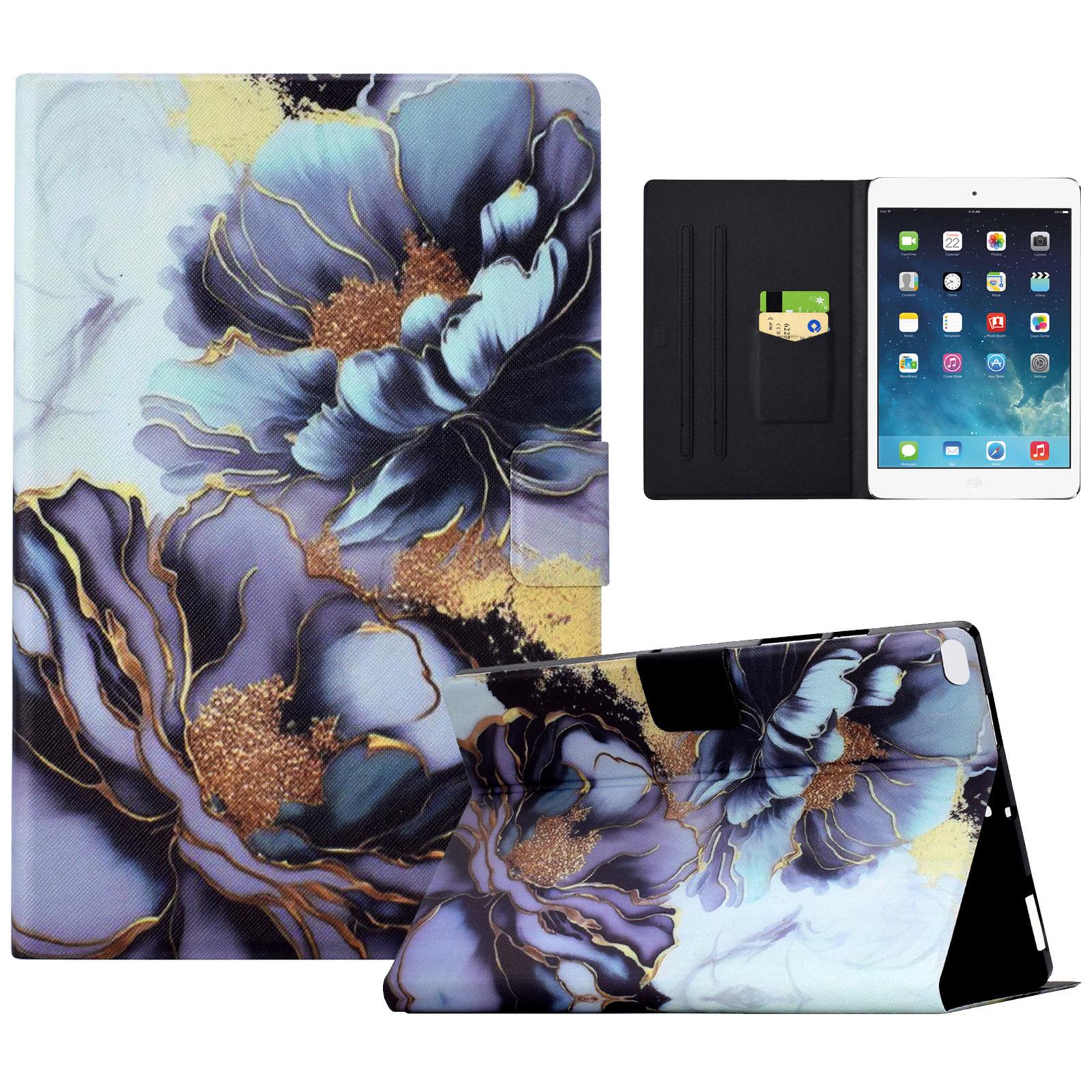 

For iPad Mini/Mini 2/mini 3/mini 4/mini (2019) 7.9 inch Case PU Leather Pattern Printed Cover with Card Holder Peony Flower