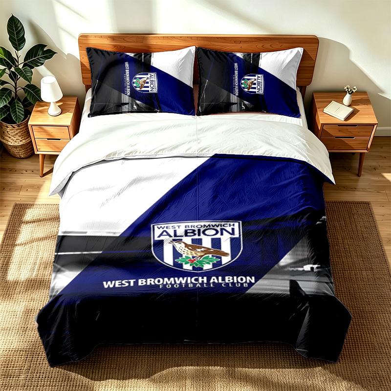 West Bromwich Albion FC (1) 3pc Set Suitable for Master Bedrooms Soft and Comfortable an Ideal Gift for Family and Friends Includes One Duvet Cover an